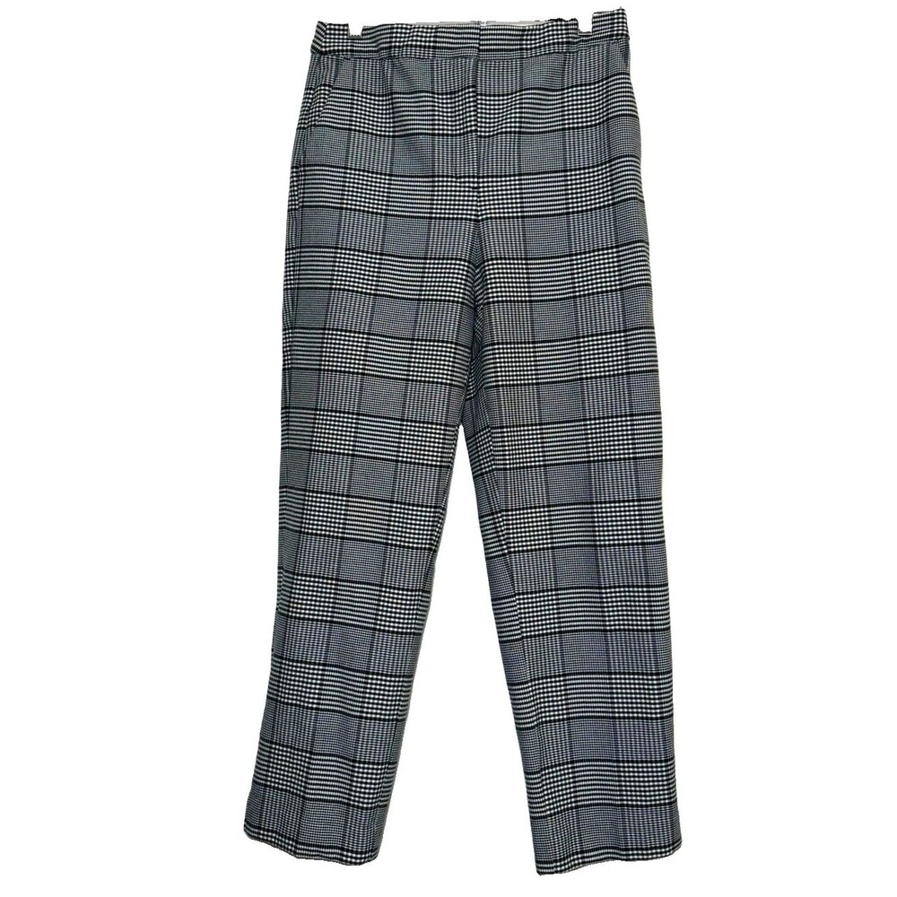 Express Women’s Plaid Pull On Ankle Pants Black White Glen Check Size 8